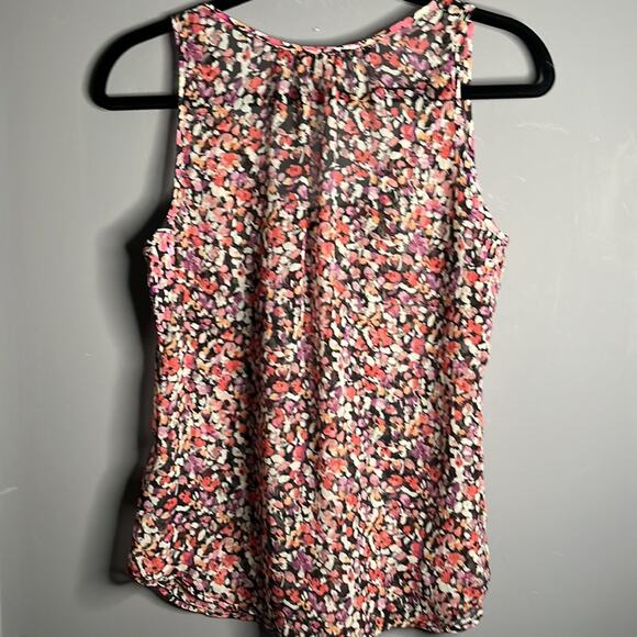 Guess Black and Pink Floral Sheer Sleeveless Blouse Size XS - Picture 7 of 9